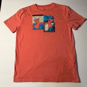 Under Armour Youth T Shirt YLG Orange Graphic Logo Short Sleeve Athletic Tee